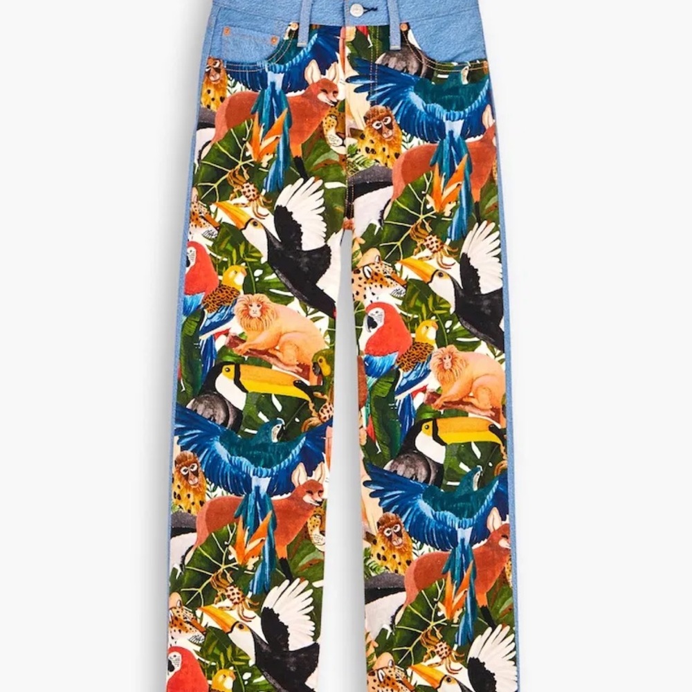 Levi’s X Farm Rio NWT cropped tropical jeans 26 - Picture 11 of 12